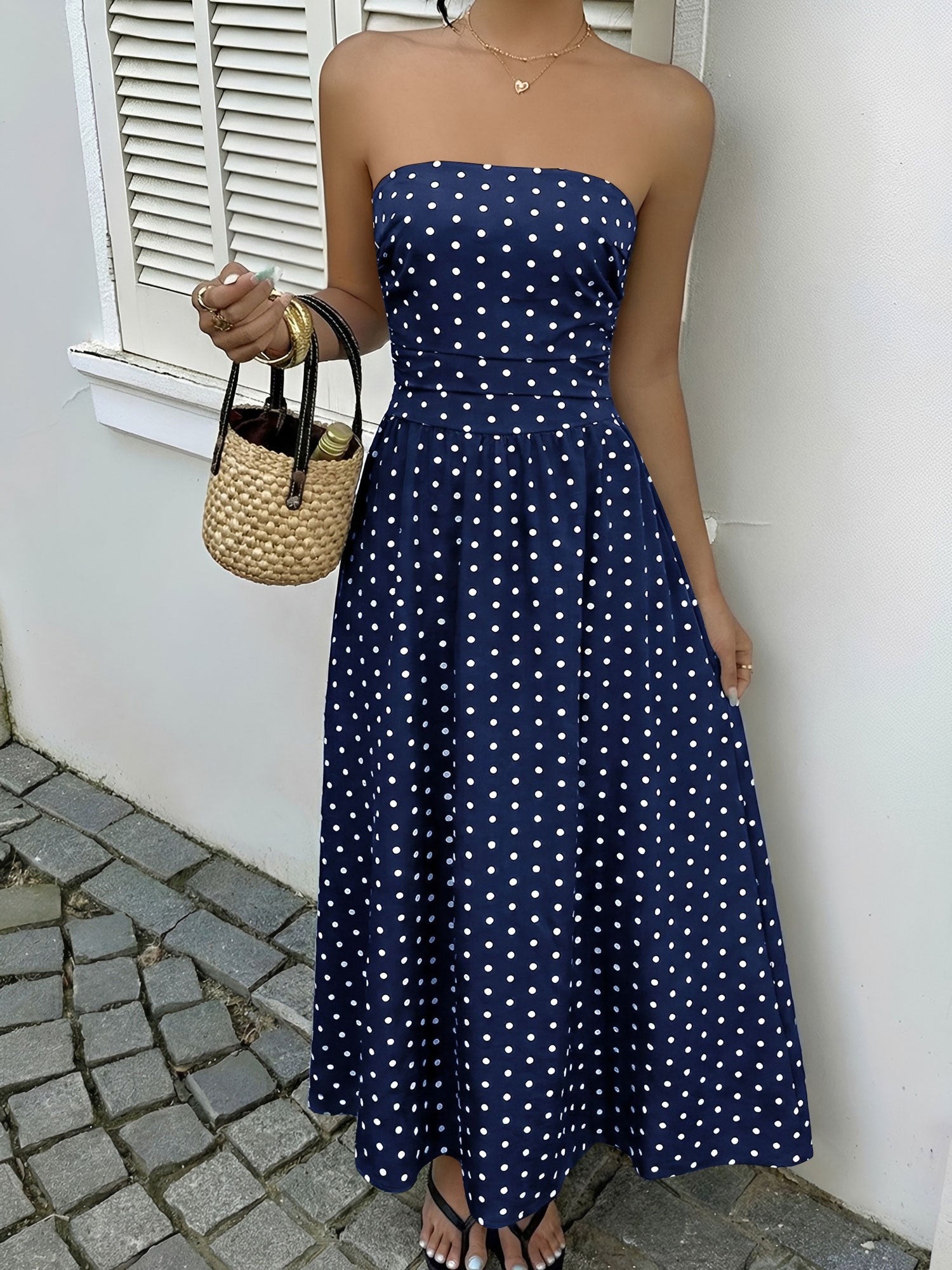 Camille Laurent | Polka Dot Riviera Maxi Dress