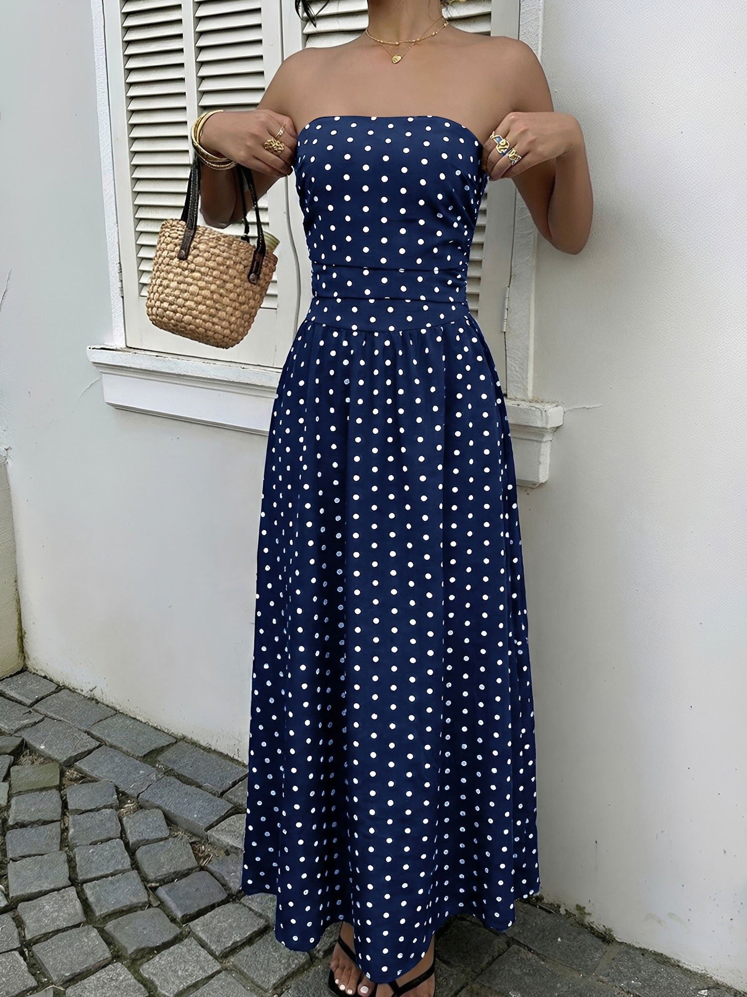 Camille Laurent | Polka Dot Riviera Maxi Dress