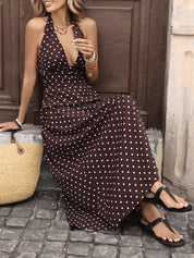 Sienna Bellucci | Chocolate Polka Halter Maxi Dress