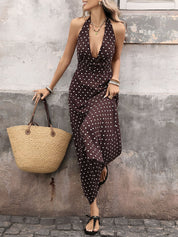 Sienna Bellucci | Chocolate Polka Halter Maxi Dress