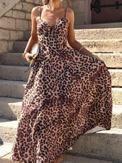 Isabella Laurent | Leopard Silk-Flow Maxi Dress