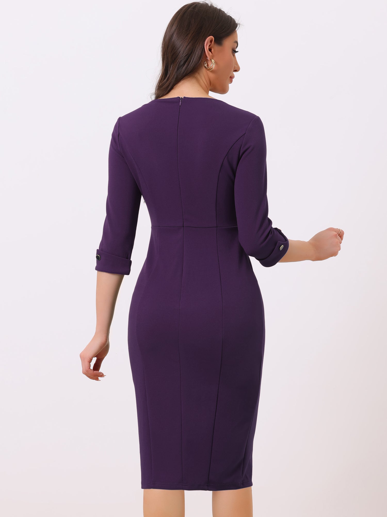 Avelisse Charm | Elegant Three Quarter Sleeve Midi Dress For Women