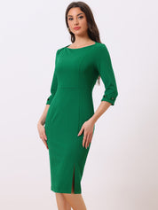 Avelisse Charm | Elegant Three Quarter Sleeve Midi Dress For Women