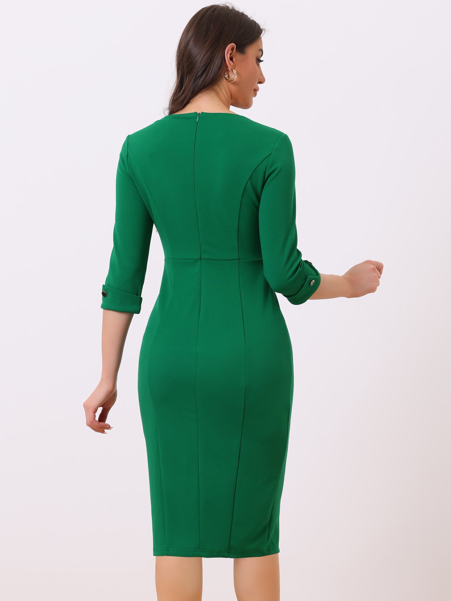 Avelisse Charm | Elegant Three Quarter Sleeve Midi Dress For Women