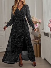 Celestira Glow | Sequin Wrap Maxi Dress