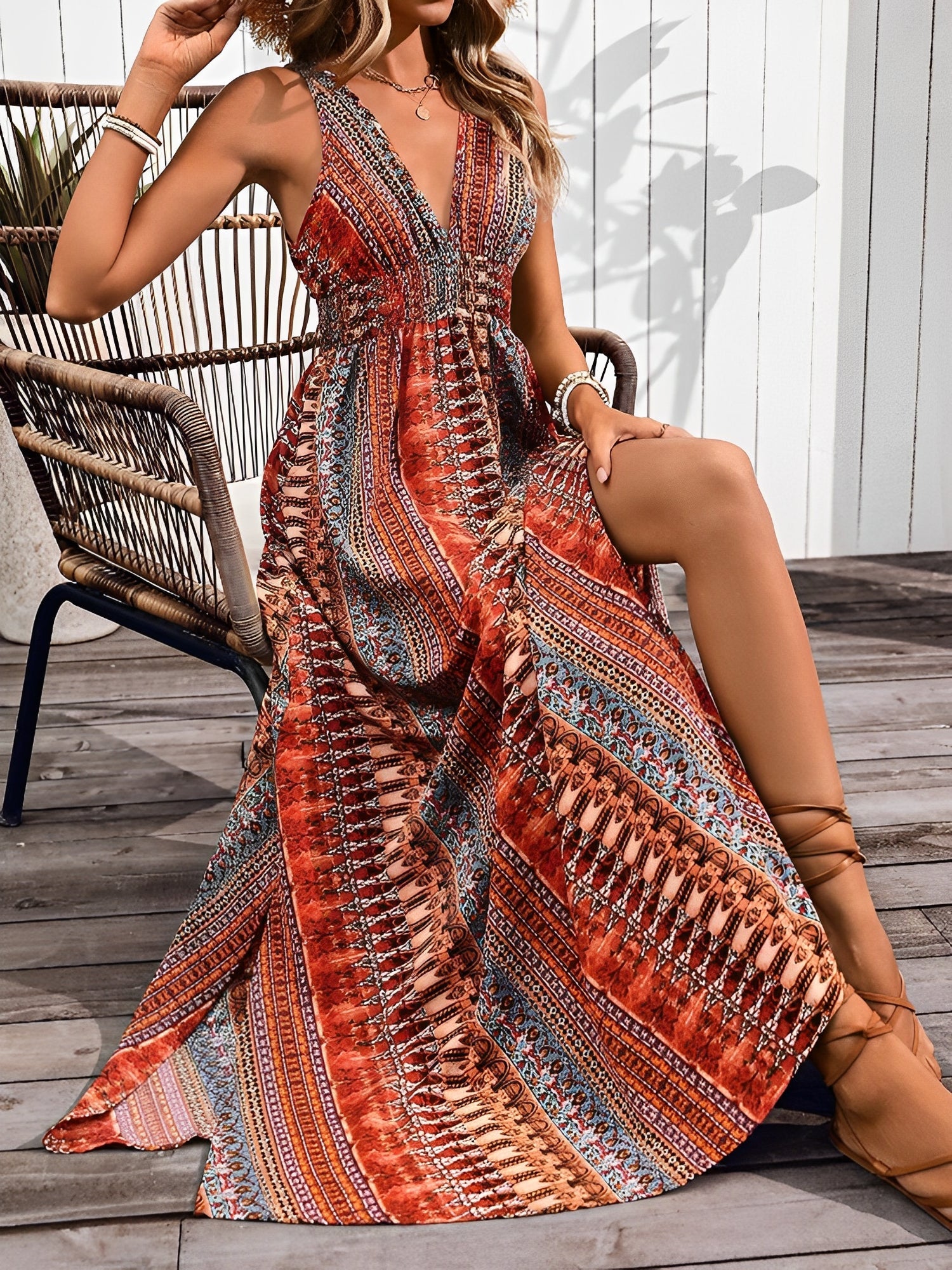 Solmara Drift | Bohemian V-Neck Maxi Dress