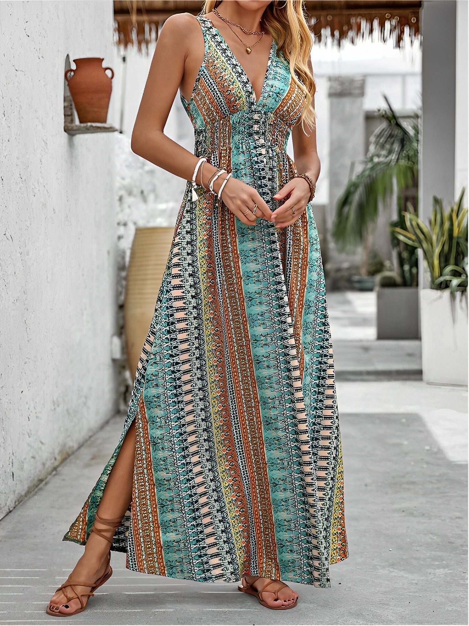 Solmara Drift | Bohemian V-Neck Maxi Dress