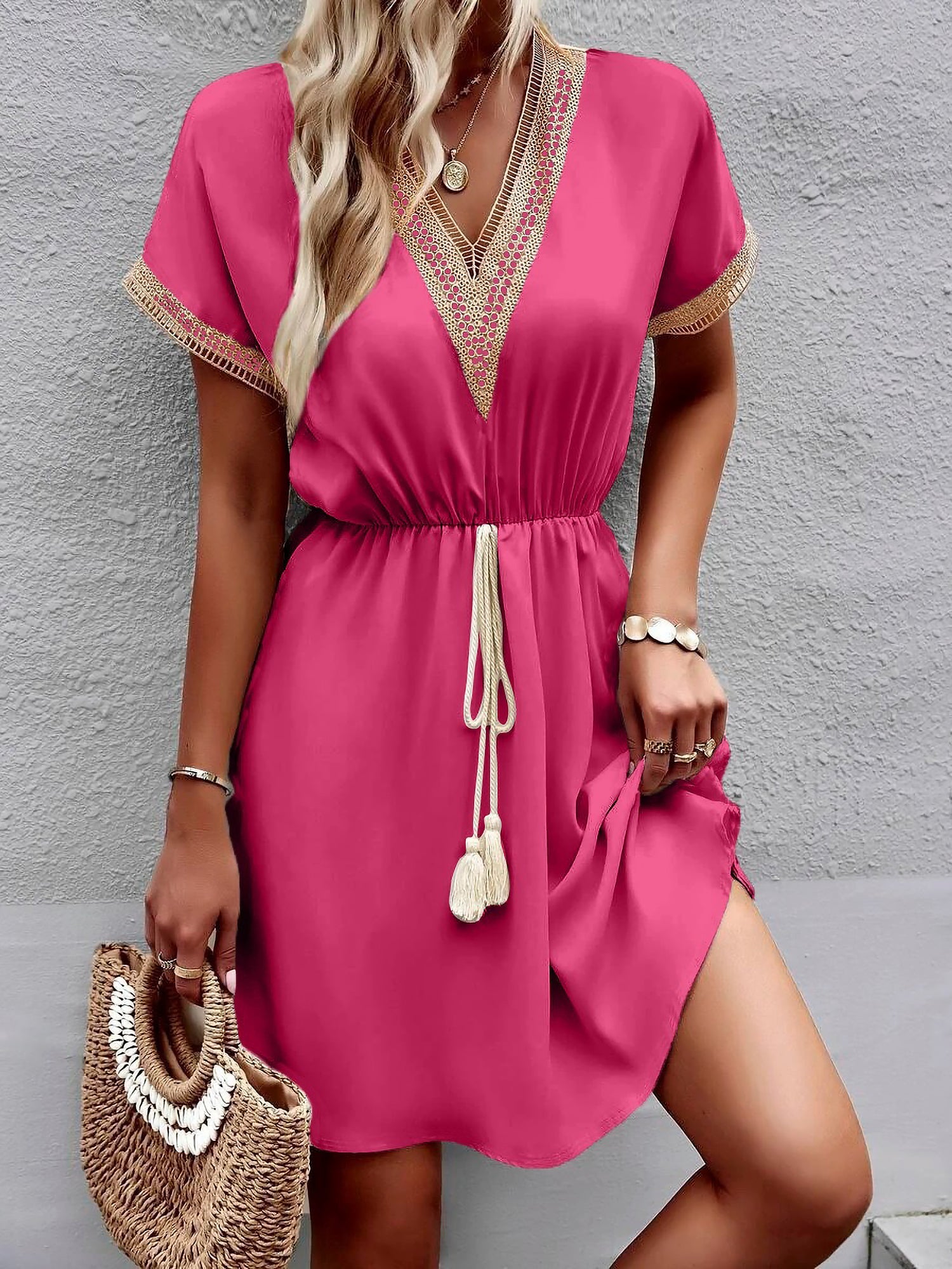 Solmara Glow | Boho Tassel V-Neck Summer Dress
