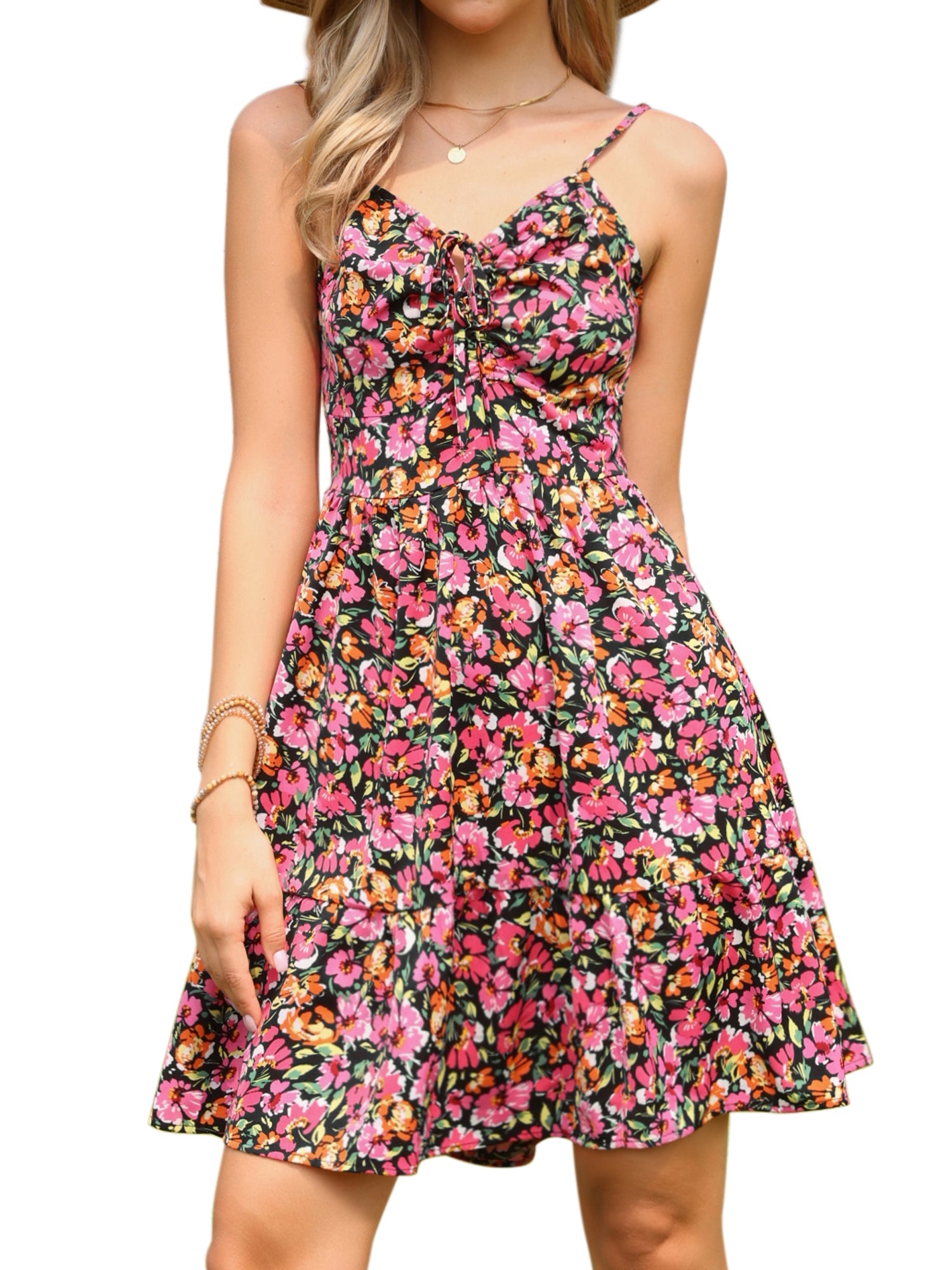 Isla Montgomery | Floral Spaghetti Strap Mini Dress For Women
