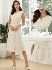 Madeleine Rousseau | Sleeveless Button Front Midi Dress For Women