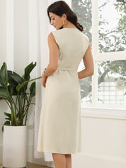 Madeleine Rousseau | Sleeveless Button Front Midi Dress For Women