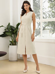 Madeleine Rousseau | Sleeveless Button Front Midi Dress For Women