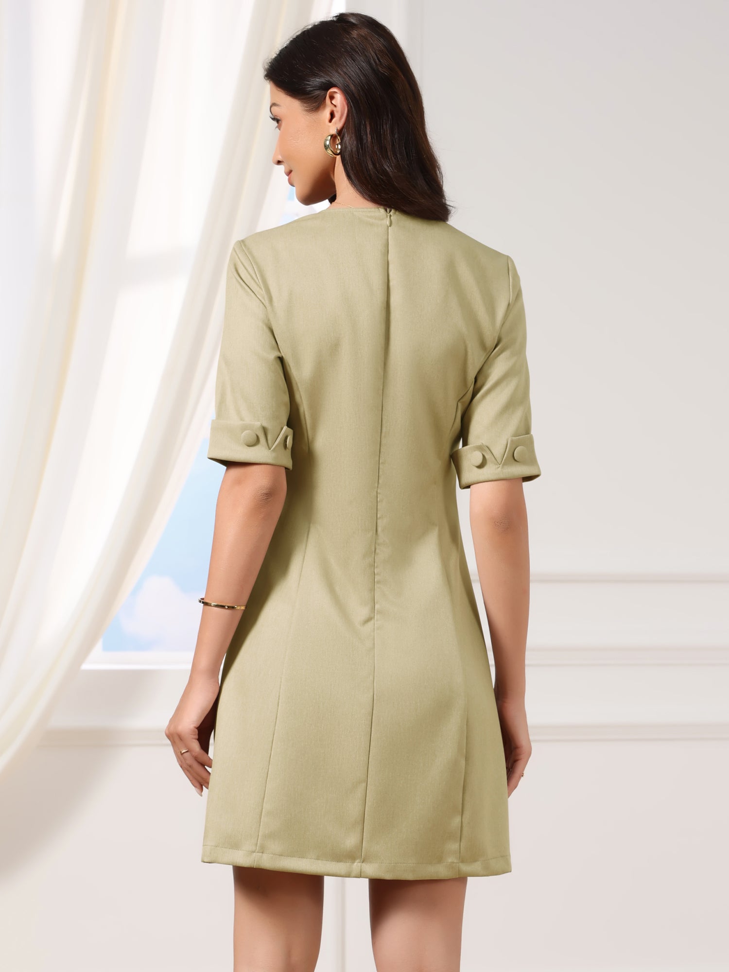 Lucienne Hart | Half Sleeve A-Line Mini Dress For Women
