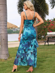 Avelisse Ocean | Floral Mesh Layered Maxi Dress For Women