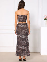 Lunara Wild | Leopard Strapless Top & Maxi Skirt Set For Women