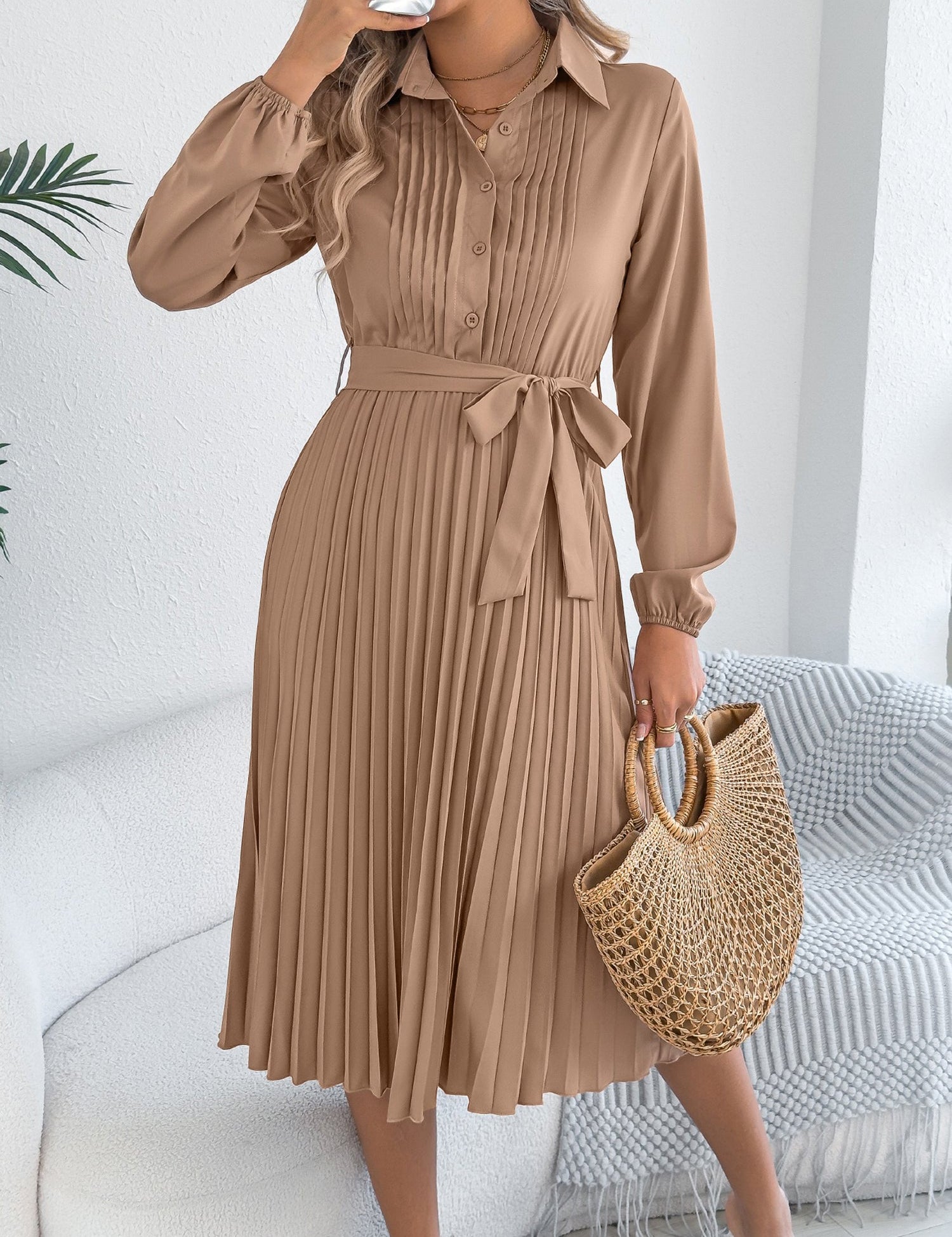 Maravelle Grace | Pleated Shirt Midi Dress