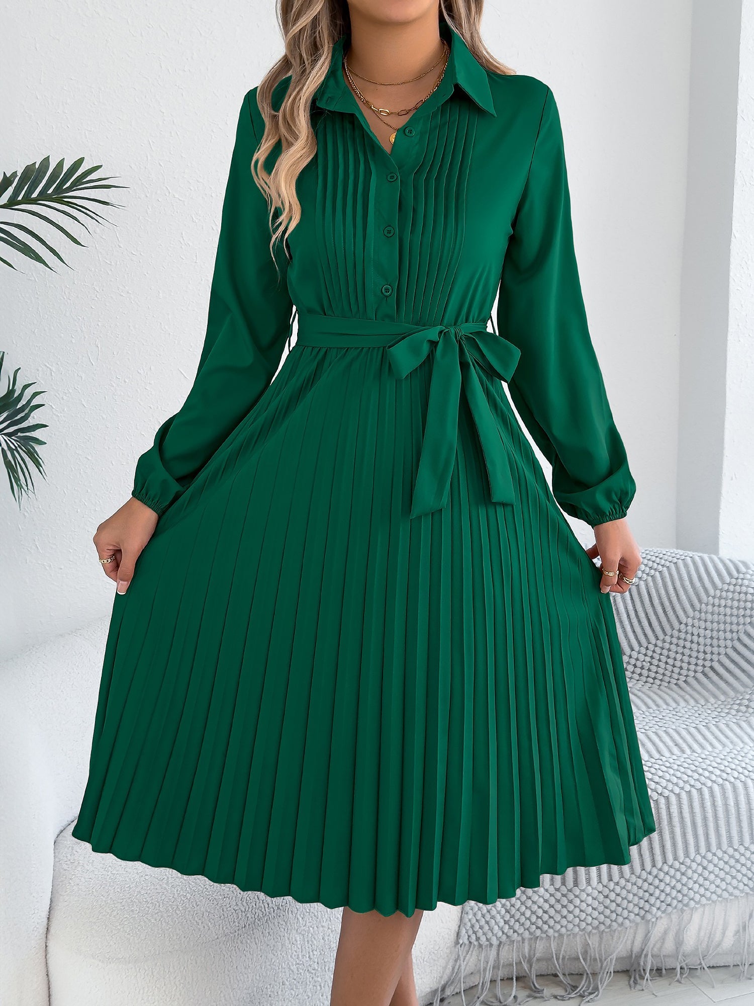 Maravelle Grace | Pleated Shirt Midi Dress