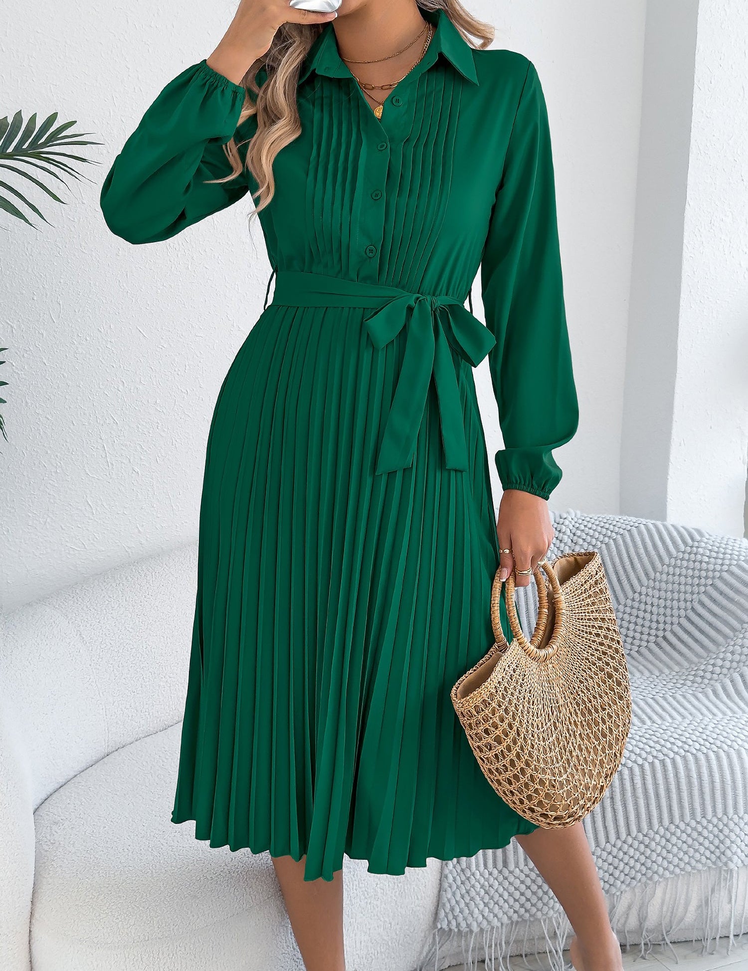 Maravelle Grace | Pleated Shirt Midi Dress