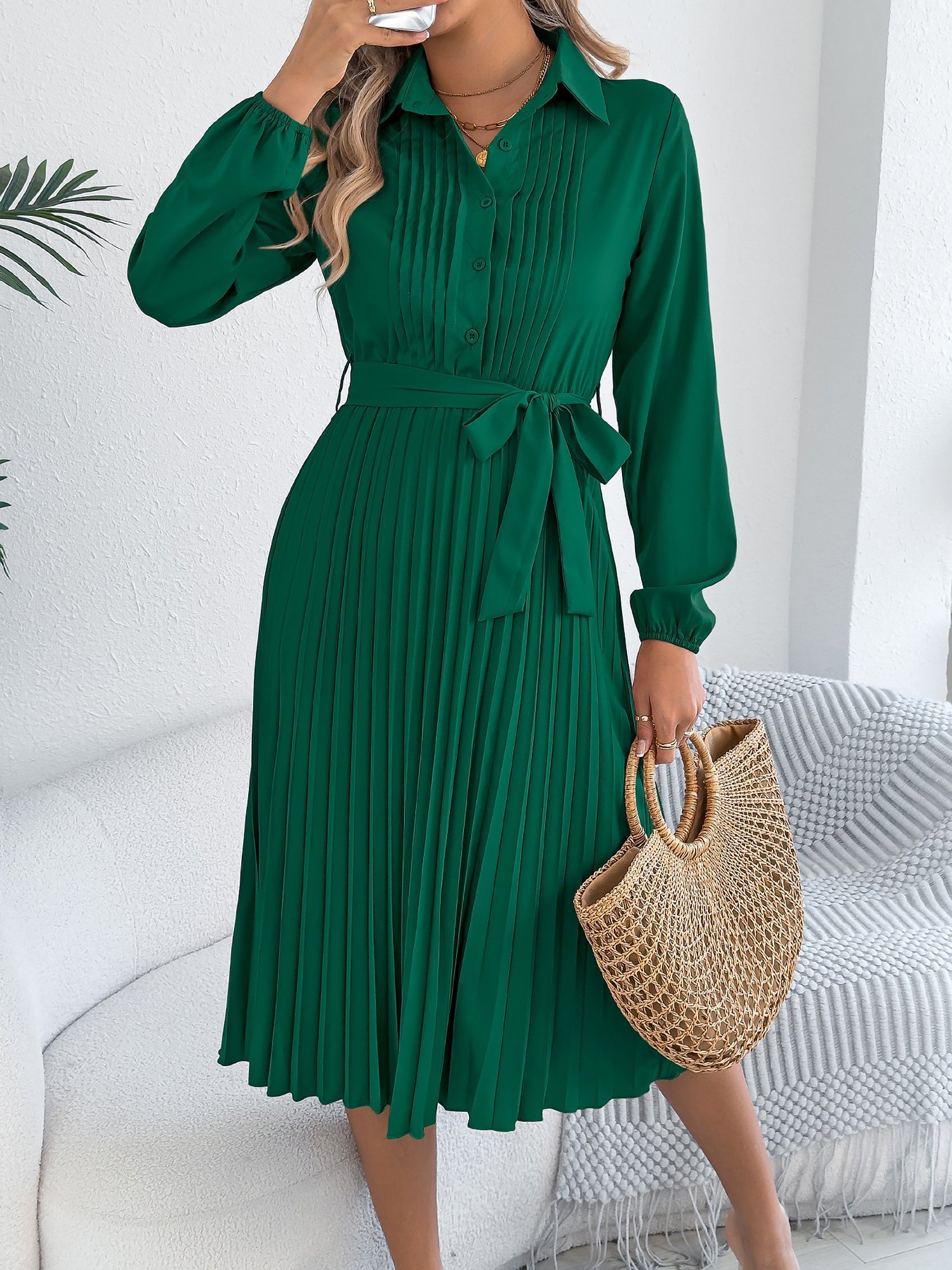 Maravelle Grace | Pleated Shirt Midi Dress