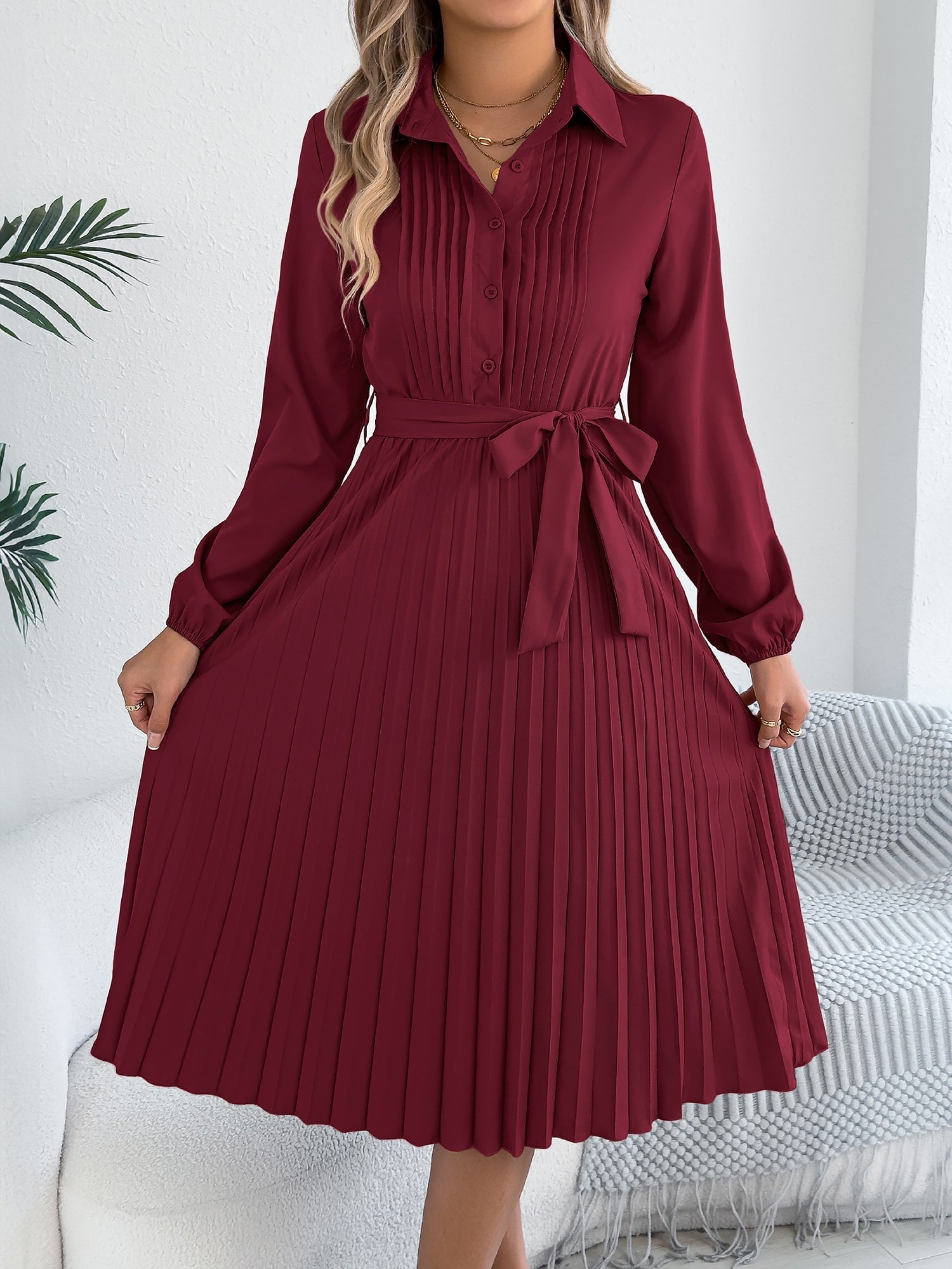 Maravelle Grace | Pleated Shirt Midi Dress