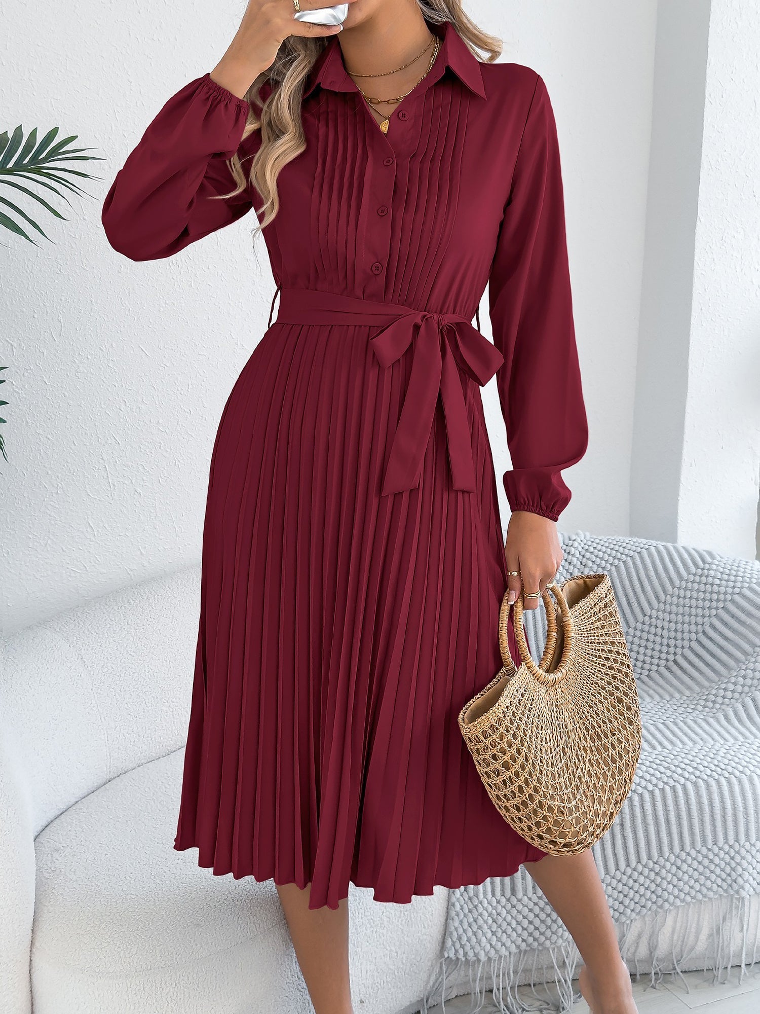 Maravelle Grace | Pleated Shirt Midi Dress