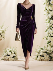 Veloura Éclat | Draped Velvet Midi Dress