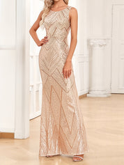 Aurelis Radiance | Sequin Geometric Maxi Gown