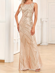 Aurelis Radiance | Sequin Geometric Maxi Gown