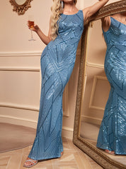 Aurelis Radiance | Sequin Geometric Maxi Gown