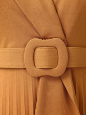 Elara Grace | Pleated Belted Midi Dress For Women