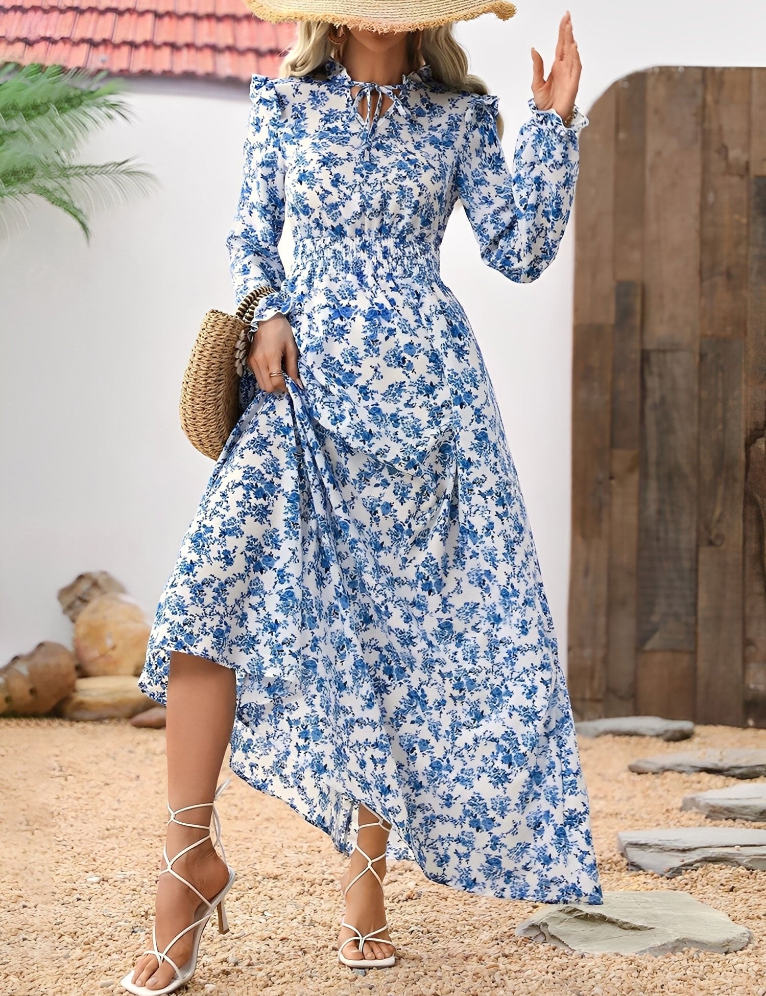 Valeria Luxe | Leopard Print Long Sleeve Maxi Dress For Women