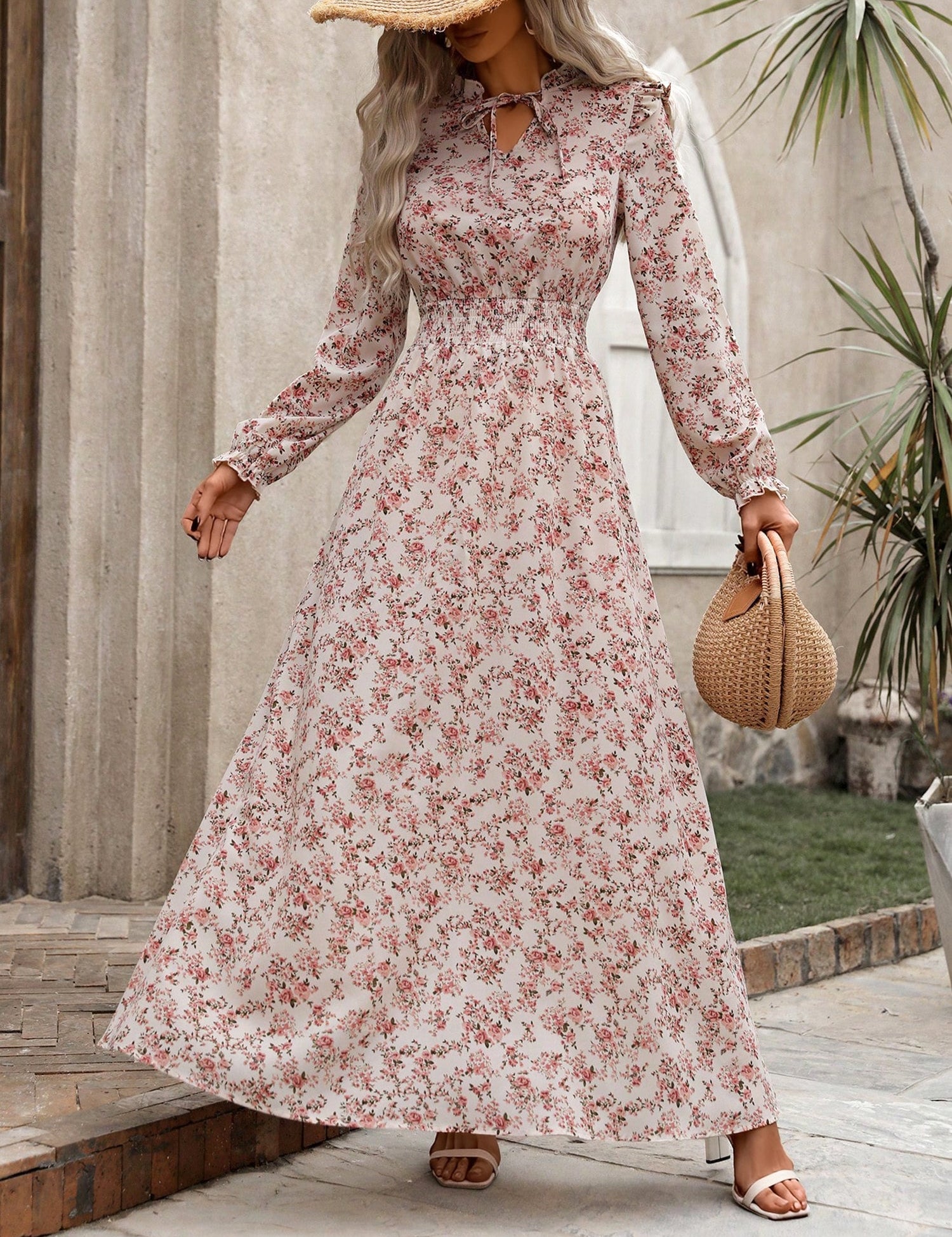 Valeria Luxe | Leopard Print Long Sleeve Maxi Dress For Women