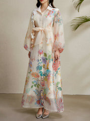 Seraphina Muse | Sheer Floral Bow Maxi Dress For Women