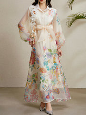 Seraphina Muse | Sheer Floral Bow Maxi Dress For Women