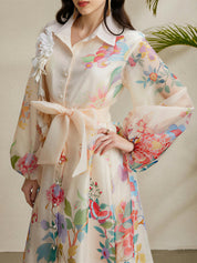 Seraphina Muse | Sheer Floral Bow Maxi Dress For Women