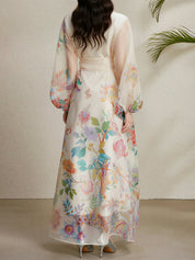 Seraphina Muse | Sheer Floral Bow Maxi Dress For Women