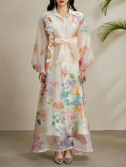 Seraphina Muse | Sheer Floral Bow Maxi Dress For Women