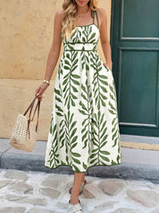 Emma Brendel | Coastal Leaf Tie-Strap Midi Dress