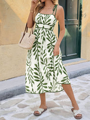 Emma Brendel | Coastal Leaf Tie-Strap Midi Dress