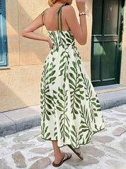 Emma Brendel | Coastal Leaf Tie-Strap Midi Dress