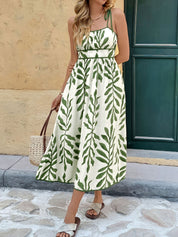 Emma Brendel | Coastal Leaf Tie-Strap Midi Dress